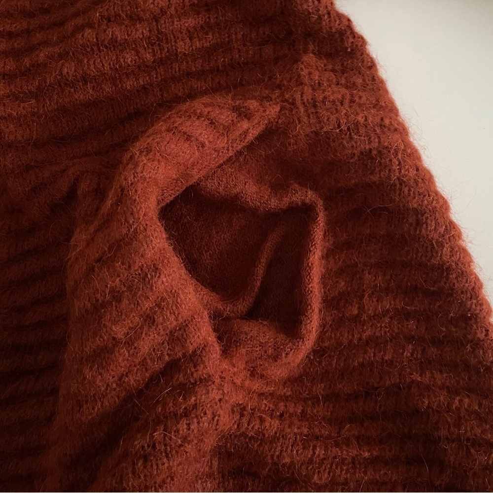 Maje Rust Open-Front Ribbed Knit Cardigan - Picture 10 of 13
